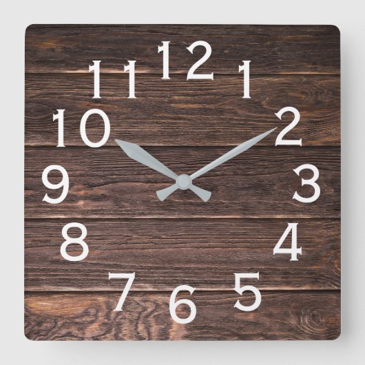 本物らしい濃い木 スクエア壁時計 (正面)