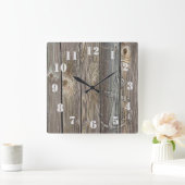 本物素朴の見た目の木材に関するいかり スクエア壁時計 (ホーム)