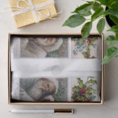 本物（AIではない）のヴィンテージサンタとホリーポストカード 薄葉紙 (ギフト)