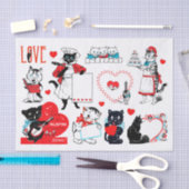 本物（AIではない）のヴィンテージ猫バレンタイン 薄葉紙 (クラフト)