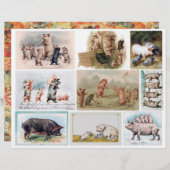 本物（AIではない）のヴィンテージ豚はがき (正面/裏面)