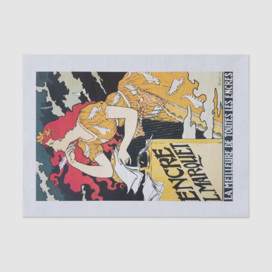 本物（AIではない）アールヌーボー広告ポスター 薄葉紙 (正面)