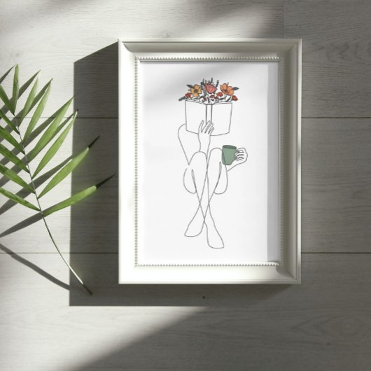 本独身の気な女の子の線読画 ポスター