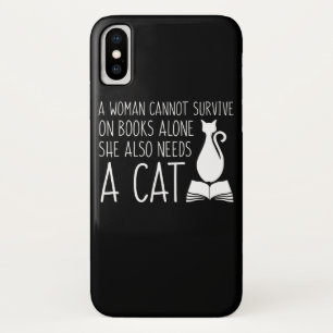 本猫の女性は本の必要性猫を生き延びます iPhone X ケース