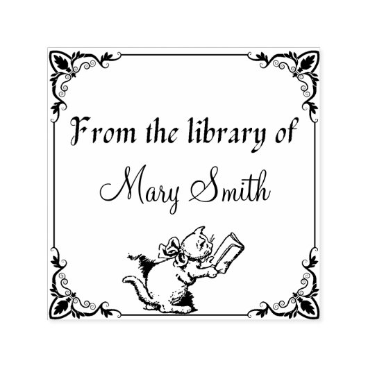 本猫パーソナライズされた自墨加工ゴム印 セルフインキングスタンプ (デザイン)