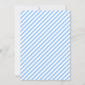 本男の赤ちゃんシャワーブルー,白パタストライプのーン 招待状 (裏面)