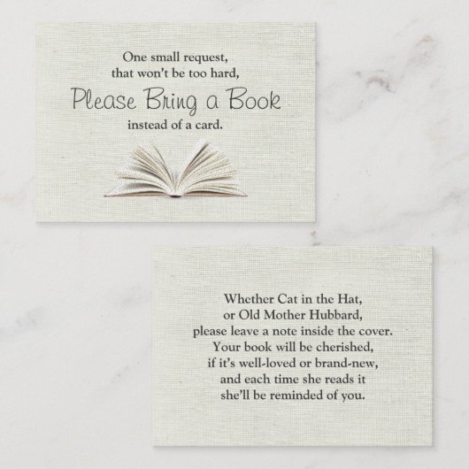 本素朴を持って来る赤ちゃんシャワーインサート エンクロージャーカード (正面/裏面)