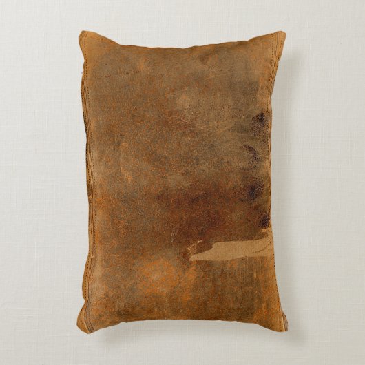本素朴カバークッション古擦り切れた革 アクセントクッション (正面(垂直))