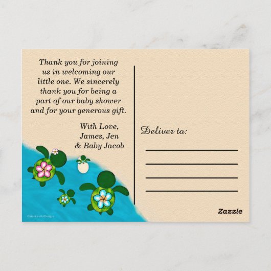 本羽男の赤ちゃんウミガメありがとうボーイズブルー#281 ポストカード (裏面)