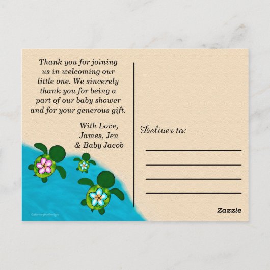 本羽男の赤ちゃんウミガメありがとうボーイズブルー#281 ポストカード (裏面)