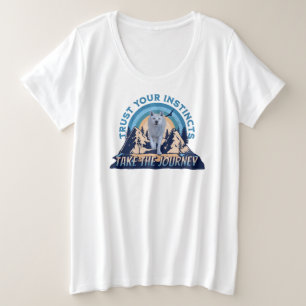 本能を信じて 北極オオカミの冒険アート プラスサイズTシャツ