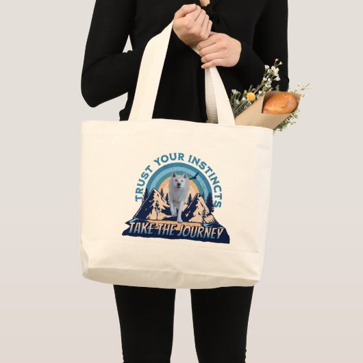 本能を信じて 北極オオカミの冒険アート ラージトートバッグ (正面(商品))