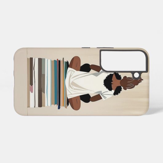 本芸術的に座る少女のイラストレーション SAMSUNG GALAXYケース (裏面横)