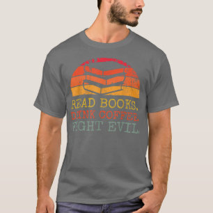 本読がコーヒーを飲み悪の本読を書く Tシャツ
