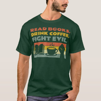 本読がコーヒーを飲み悪の本読を書く Tシャツ