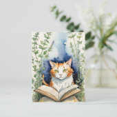 本読のオレンジ猫 ポストカード (スタンド正面)