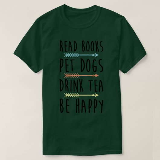 本読ペットドッグお茶を飲む幸せ Tシャツ (デザイン正面)