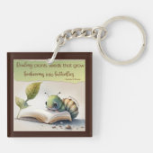 本読虫が蝶に変わる キーホルダー (裏面)