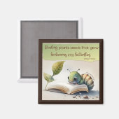 本読虫が蝶に変わる マグネット (正面/裏面)