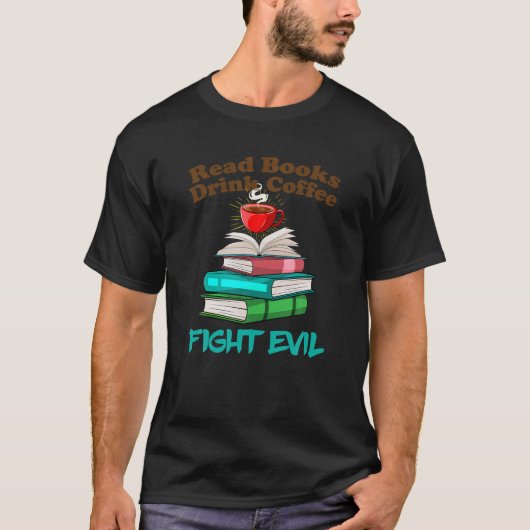 本読飲みコーヒー戦いへべBookworm Readin Tシャツ (正面)