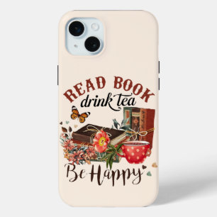 本読、お茶を飲み、幸せになれ iPhone 15 MINIケース