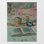 本読、コーヒーを飲む ウィンドウサイン (シート)