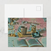 本読、コーヒーを飲む ポストカード (正面/裏面)