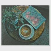 本読、コーヒーを飲む ラッピングペーパー (フラット)