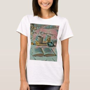 本読、コーヒーを飲む Tシャツ