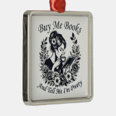 本買を書いて言えかわいらし メタルオーナメント (右)