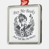 本買を書いて言えかわいらし メタルオーナメント (左)