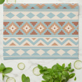 本質のPtnアステカなIIIbの青いクリーム色のテラコッタ キッチンタオル (折り畳み)