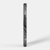 本革の黒色のテクスチャパターン iPhoneケース (右側面)