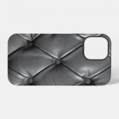 本革の黒色のテクスチャパターン iPhoneケース (裏面横)