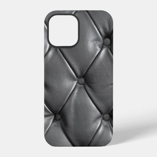本革の黒色のテクスチャパターン iPhoneケース (裏面)