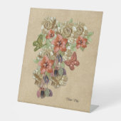 本革及びスエードぶら下がったアートのタペストリー 台座サイン (正面)