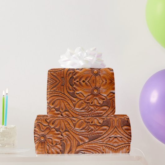 本革 ウエスタンスタイル ナチュラル カウボーイ ラッピングペーパー (パーティーギフト)