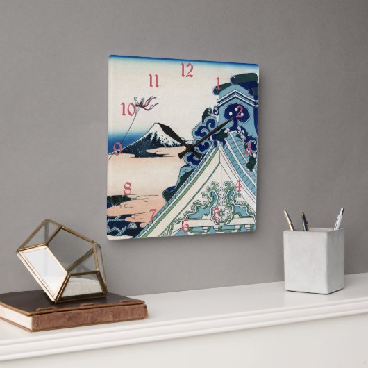 本願寺富士山木版画の日本の絶景 スクエア壁時計 (オフィス)