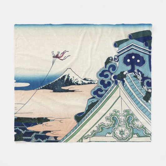 本願寺富士山木版画の日本の絶景 フリースブランケット (正面(横))