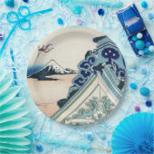 本願寺富士山木版画の日本の絶景 ペーパープレート (パーティー)