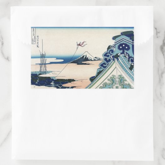 本願寺富士山木版画の日本の絶景 長方形シール (バッグ)