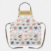 本、ろうそく、紅茶 エプロン (正面)
