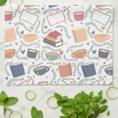 本、ろうそく、紅茶 キッチンタオル (折り畳み)