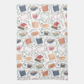 本、ろうそく、紅茶 キッチンタオル (縦)