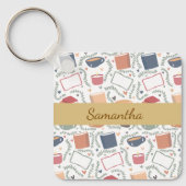 本、ろうそく、紅茶 キーホルダー (正面)