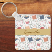 本、ろうそく、紅茶 キーホルダー (正面)