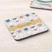 本、ろうそく、紅茶 コースター (左側)