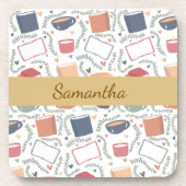 本、ろうそく、紅茶 コースター (正面)