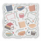 本、ろうそく、紅茶 シール (正面)