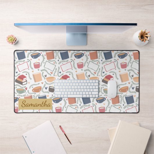 本、ろうそく、紅茶 デスクマット (オフィス1)